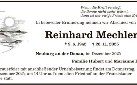 Todesanzeige Reinhard Mechler