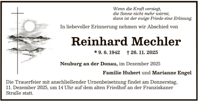 Todesanzeige Reinhard Mechler